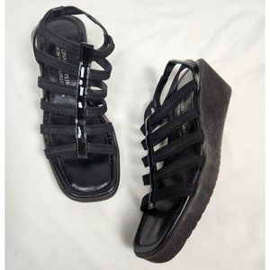 Donald J Pliner Women's Sz. 8 Black Strappy Open Toe Sling Back Wedges